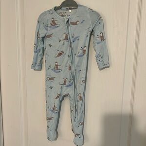 Angel Dear bamboo double zipper footie pajamas in otter print